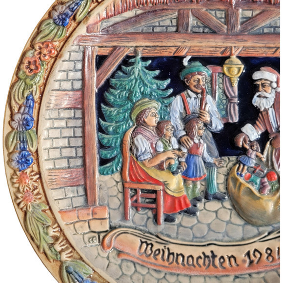 Vintage Christmas Western Germany Weihnachten Salt Glaze 1984 Wall Décor Plate - Picture 4 of 13